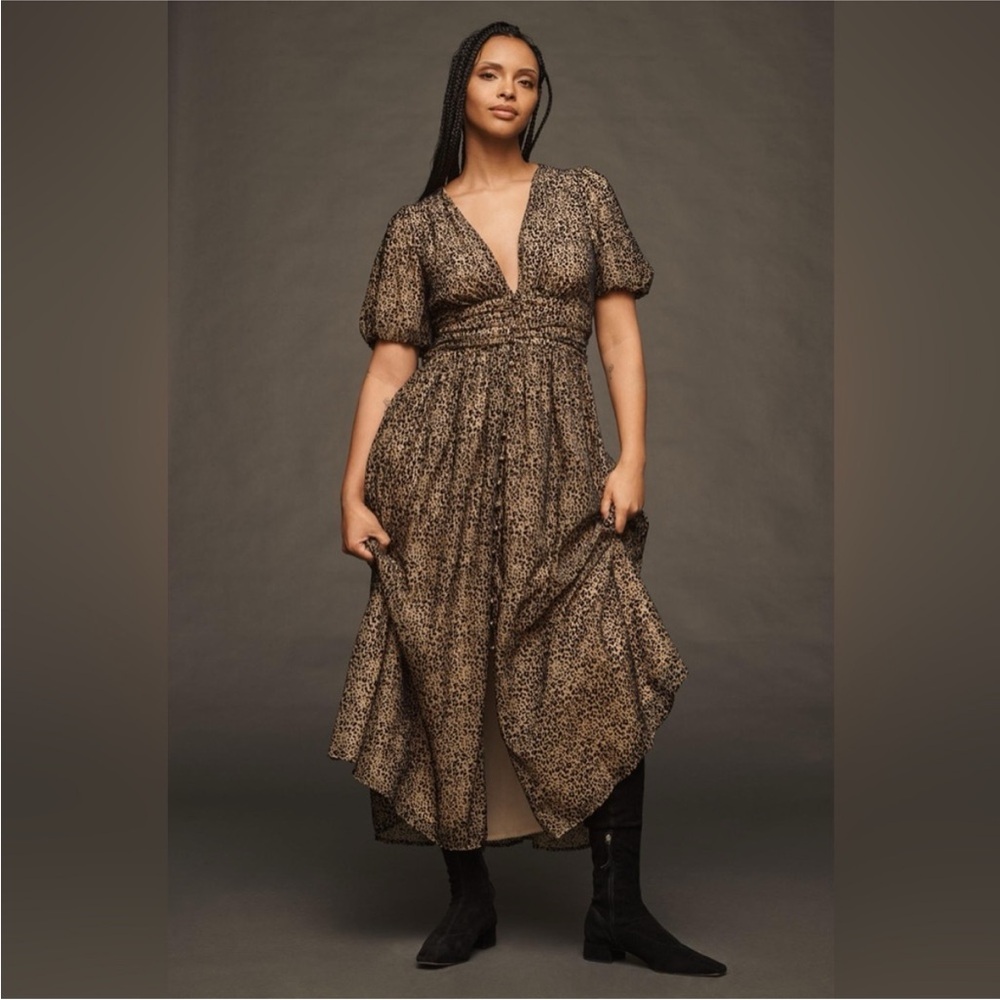 NWT SZ 26 Anthropologie The Katerina Button-Front Dress: Velvet Edition